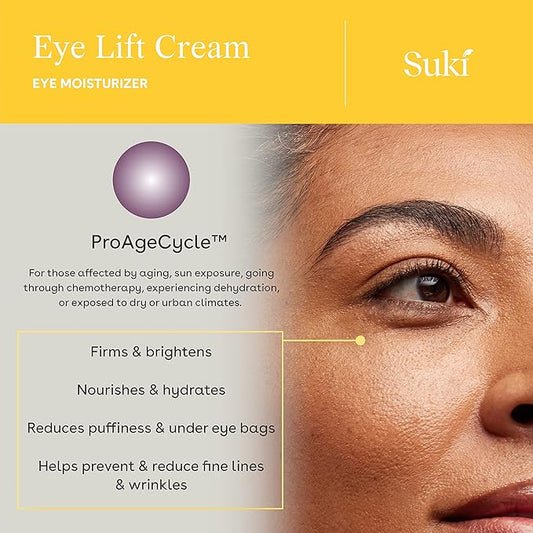 Suki Skincare Eye Lift Renewal Cream - Day - With Resveratrol, Caffeine, & Vitamin C - Helps Firm, Brighten, & Nourish Delicate Under-Eye Skin - 15 ml
