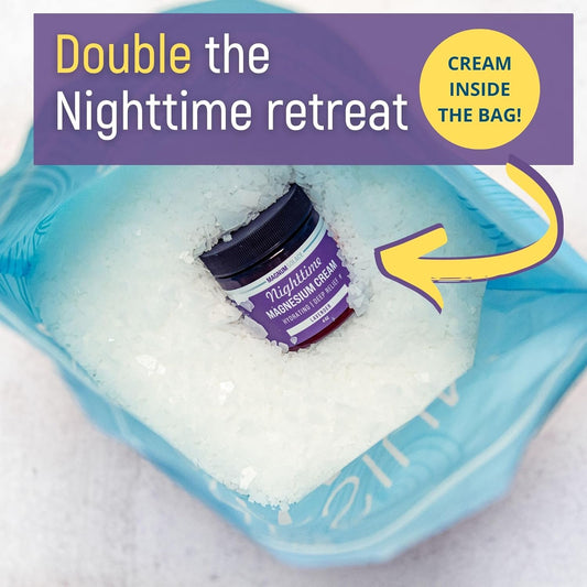 Magnesium Flakes for Bath 10 LBS, Plus Nighttime Magnesium Cream - Inside The Bag, Lavender