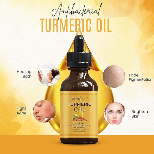 Turmeric Oil + Organic Moisturizer - For Clear, Glowing Skin - Reduce Acne, Hydrate Dull & Dry Skin, Anti-Aging Benefits - Natural Glow-Boosting Elements for Face, Neck & Eye Care - 4 FL OZ/120 ML