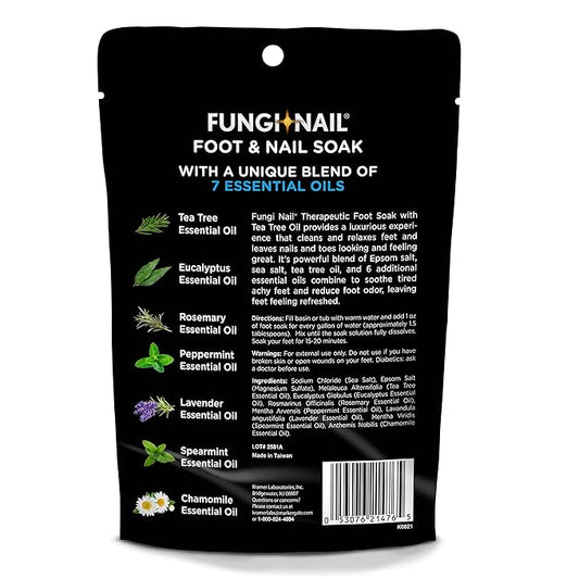 Fungi-Nail Foot & Nail Soak with Tea Tree Oil - Moisturize, Reduce Foot Odor, & Soothe Aching Feet - A Therapeutic Blend of Rich Mineral Epsom Salt, Pure Sea Salt, and 7 Essential Oils - 1 Pound