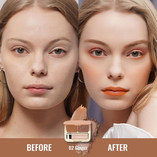 Oulac Waterproof Brown Eyebrow Powder Kit with Brow Brush 2 in1 Long Lasting Instant Eyebrow Pomade & Powder Natural Makeup for Sparse Brows 3.2 g/0.11 oz (Ginger)