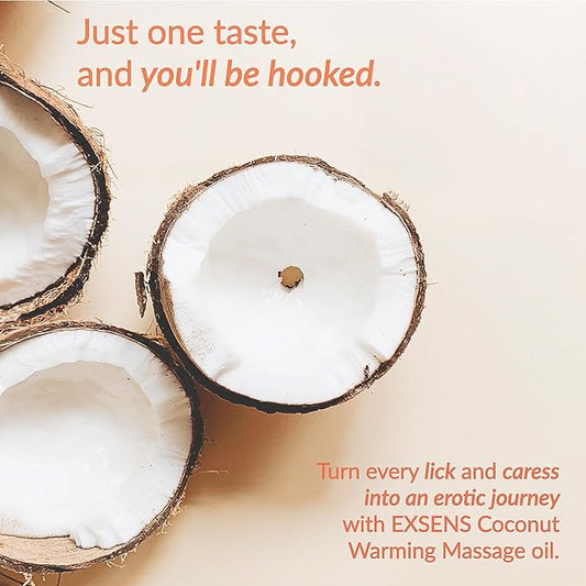 Exsens Warming Massage Oils Coconut and Mint Mojito Flavors, for Men, Women and Couples, All Natural, 2 Pack