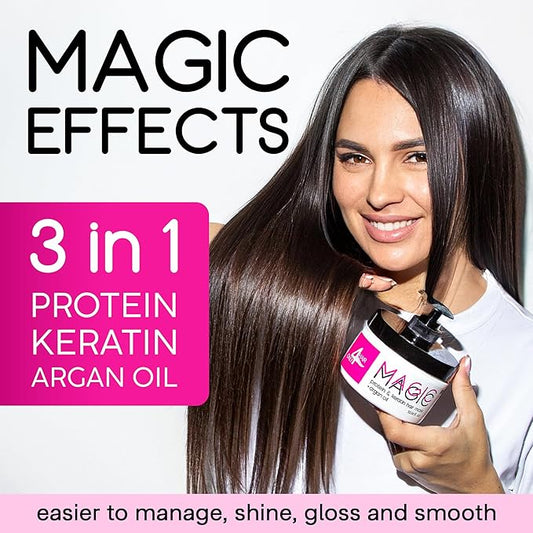 Hair Repair Mask for Dry Damaged Hair Keratin Treatment Protein Argan Oil Deep Conditioning for Color Treated Hair Bleached Frizzy Split Ends Magic