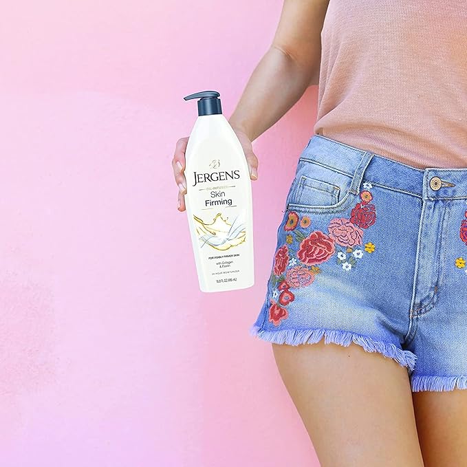 Jergens Skin Firming Body Lotion for Dry to Extra Dry Skin, Skin Tightening Cream with Collagen and Elastin, Dermatologist Tested, Hydralucence Blend Formula, 16.8 Oz, Pack of 3