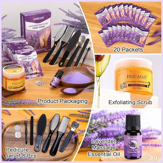 Foot Soak salt with Tea Tree Oil - Moisturize, Reduce Foot Odor, & Soothe Aching Feet Foot cream spa bath massager Epsom Salt foot pedicure kit at home spa exfoliante healthycare