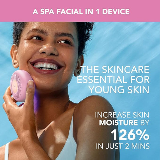 FOREO UFO 3 mini 4-in-1 Face Mask Skincare Device - Face Moisturiser - Anti-Aging - Full spectrum Light & Red Light - Warming - Facial Massage - App-connected - Pearl Pink