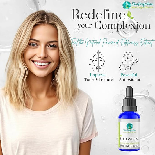 Skin Perfection Edelweiss Natural Derived Plant Antioxidant Extract Potent Anti-Aging Vitamin C Hydration Younger-Looking Skin Easy Add Dropper Make Your Own Skincare Hair Lotion Supplies