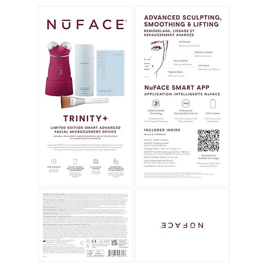 NuFACE TRINITY+ Microcurrent Facial Device Kit - Limited Edition FDA Cleared Face Massager Device + Microcurrent Gel Activator, Cleansing Wipes & Brush - Velvet Rose