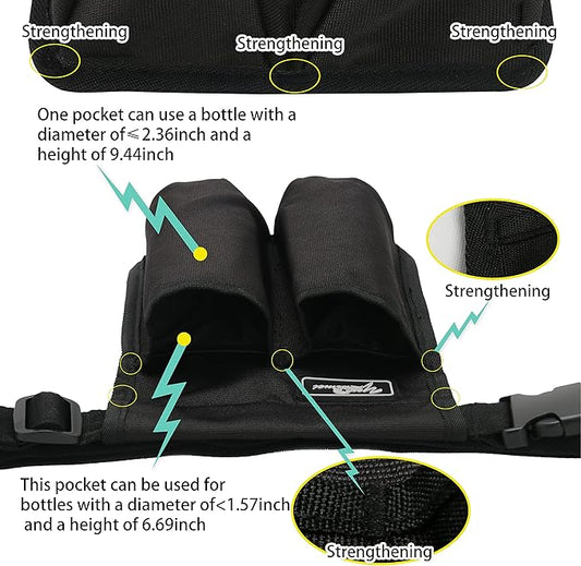 Massage Bottle Bag Massage Therapist Holster Massage Lotion Holster Massage Oil Holster(YR-2KD-Black)