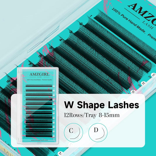 Eyelash Extensions 3DW D Curl,Mixed Length Lash Extension Supplies Easy Fan Individual Lashes Premium Classic Lash Soft Matte Dark Professional Eyelashes Extension(8-15mm)