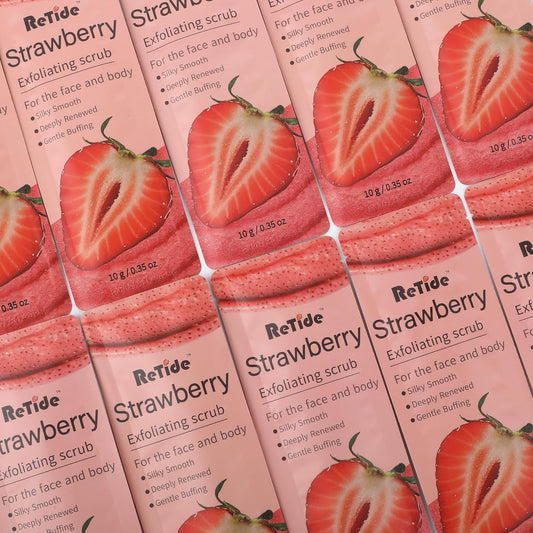 Strawberry Body Scrub Gift Set - 35 Packets & 2 Pcs Exfoliating Gloves,Exfoliating & Moisturizing Sugar Scrub for Face & Body, Self Care Gifts for Women