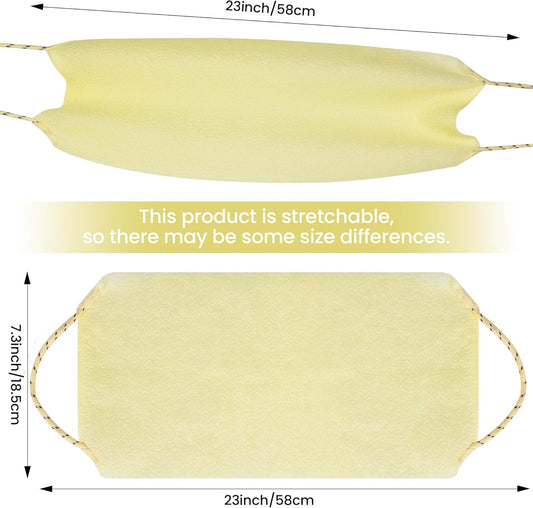3 Pcs Double-Sided Back Exfoliator Body Scrub Towel, Exfoliating Back Scrubber with Handles,Exfoliating Washcloth Bath Tool in Shower, Stretchable Back Washer to Deep Cleans Skin (Beige)