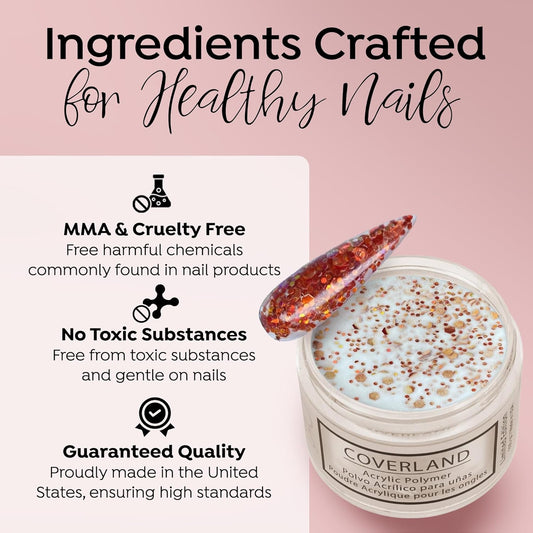 Tones Coverland Acrylic Nail Powder "Pumpkin Spice" - Limited Edition Acrylic Powder for Nail Design, Sculpting, and Masking Nail Bed Imperfections - Professional Acrylic Nail Supplies - (1.5 Oz)