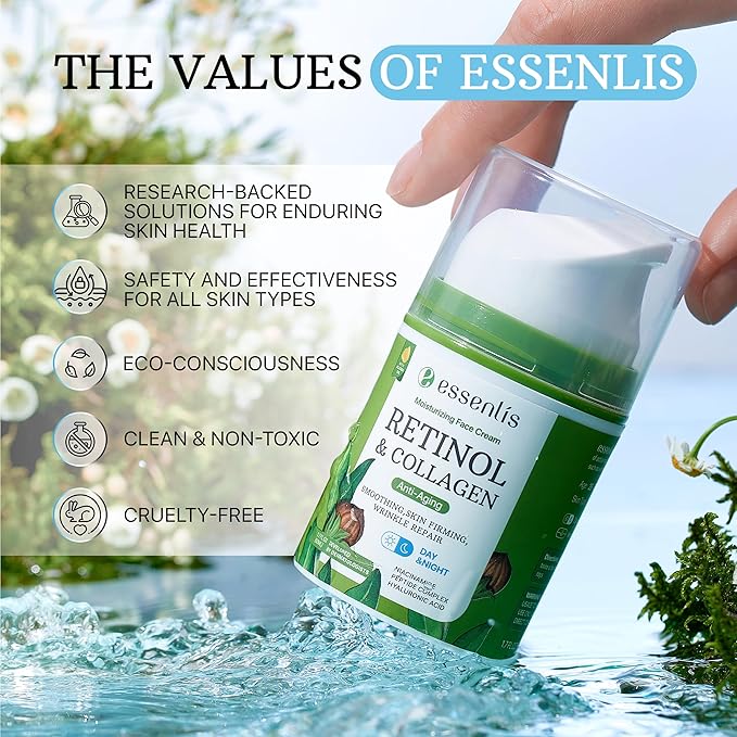 Retinol Cream for Day and Night, Anti Aging Face Moisturizer 1.7 Fl Oz, Collagen and Peptides Formula for All Skin Types