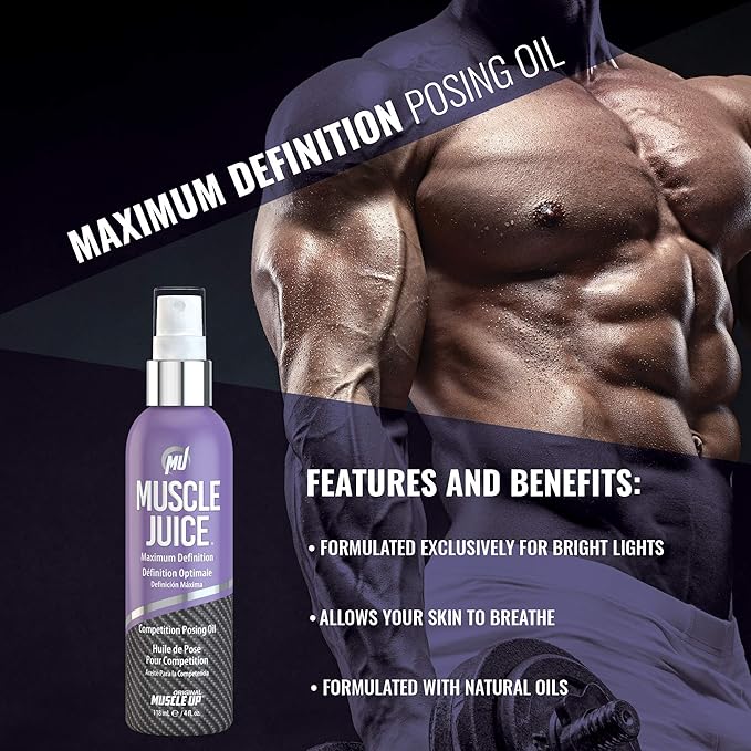 Pro Tan, Muscle Juice, Maximum Definition Posing Oil, Stage Oil, Fitness Event, Modeling, Photoshoot, 4 oz.