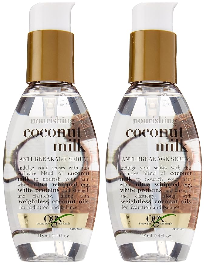 OGX Nourishing Coconut Milk Anti-Breakage Serum, 4 Ounce (Pack of 2) (91008)