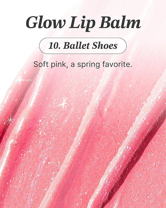 Glint Glow Lip Balm (Ballet Shoes, 0.1oz) - Moisturizing Stain Lipstick with Shine for Natural Lips, Tinted Treatment. Luxurious Korean Skin Care Makeup. Chapped, Dry, Cracked