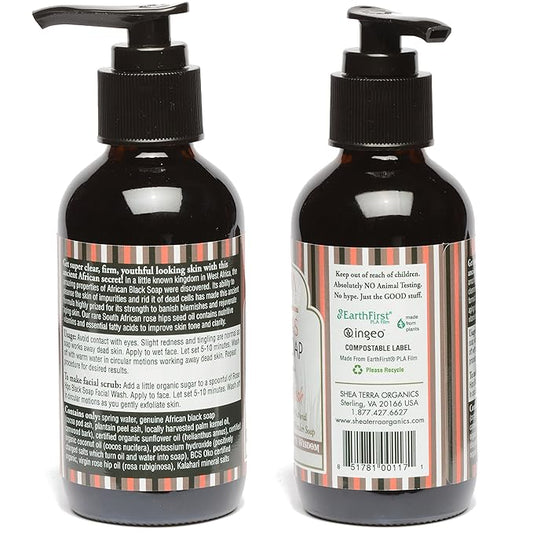 Shea Terra Organics Rose Hips Black Soap Deep Pore Facial Wash | Anti-Aging, Anti-Acne Wonder Soap | All Skin Types - 4 oz