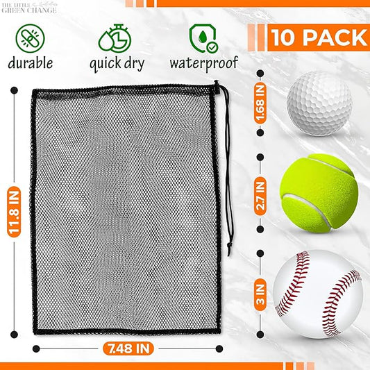 10PCS Nylon Mesh Bags with Drawstring - Multipurpose Mesh Bags for Storage and Carrying Goods While Traveling or Camping