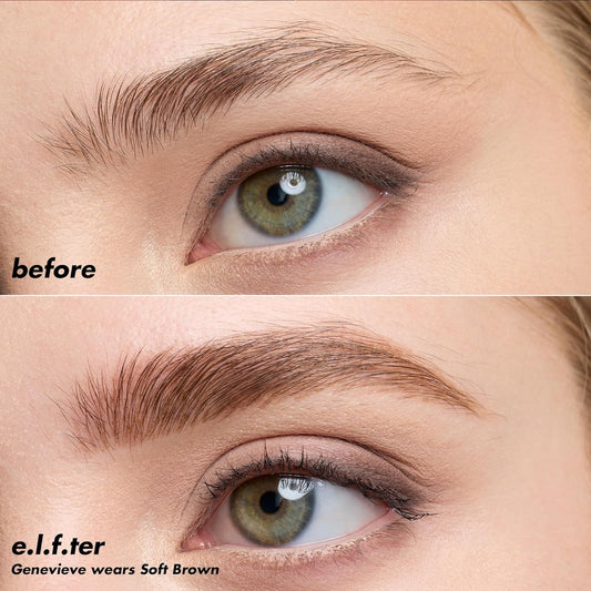 e.l.f. Holy Strokes Micro-Fine Brow Pen, Liquid Waterproof Eyebrow Makeup For Detailing & Adding Dimension, Vegan & Cruelty-Free, Soft Brown