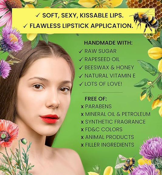 Lipalene HoneyLuxe - 100% Natural Lip & Cuticle Scrub - Hypoallergenic (Original) (2 oz, Original (Unscented))