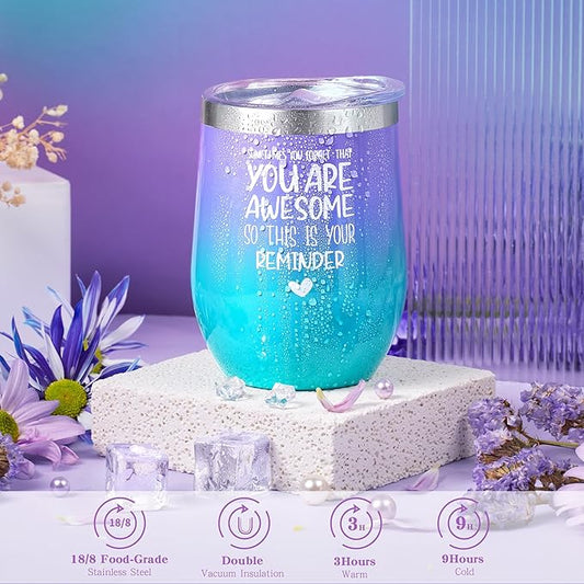 Gifts for Women Spa Lavender Bath Gifts Baskets for Women Mothers Day Gifts Birthday Gifts Relaxing Self Care Gift for Mom Her Auntie Sister Teacher Wine Tumbler Purple