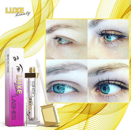 LUXE Beauty Lash Serum for Dark Long Sexy Lashes - Nourishing Sensitive Eye Formula for Darker Longer Lashes - all Natural Lash and Thicker Eyelashes - 0.23 ounce