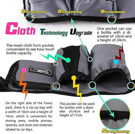 Massage Bottle Bag Massage Therapist Holster Massage Lotion Holster Massage Oil Holster (3 Bottle, Grey)