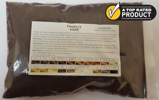 Finally Hair Building Fiber Refill 100 Grams Hair Loss Concealer by Finally Hair (Medium Brown)