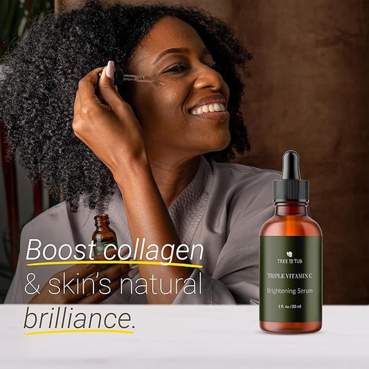 Tree To Tub Illuminating Vitamin C Serum - Triple Vitamin C Hydrating Serum for Face, Hyaluronic Acid - Maximum Anti-Aging Power Glow - Antioxidant for Dry, Sensitive Skin