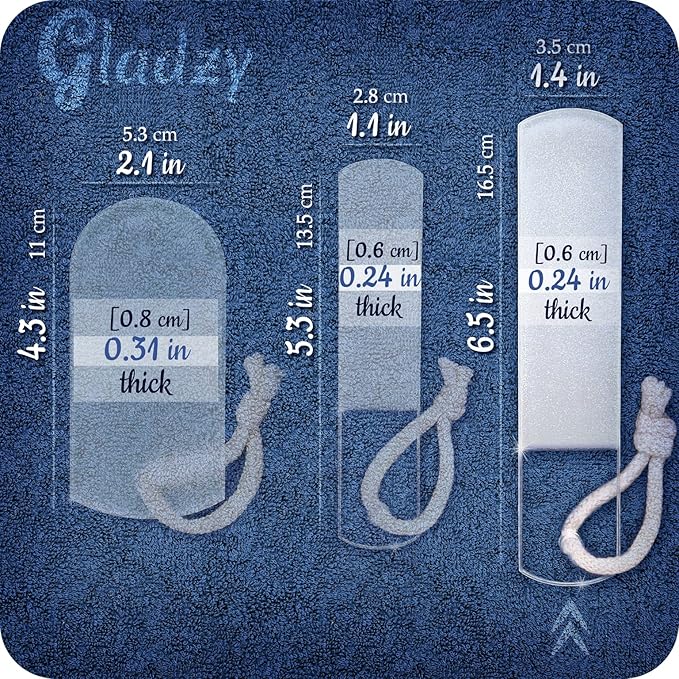 Genuine Czech Glass Foot File by GLADZY - Gentle Callus Remover Foot Rasp, Pedicure & Spa Rough Skin Scrubber, Two-Sided Etched Different Grit Surface, Professional Toenail & Heels Care, Made in EU