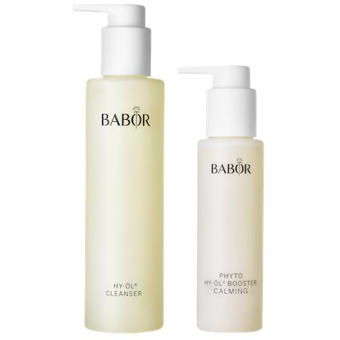 BABOR HY-OL Cleanser & Phyto HY-OL Booster Calming Set, Double Cleansing, Oil Cleanser and Makeup Remover Oil, Soothe & Support Skin Barrier, Sensitive Skin