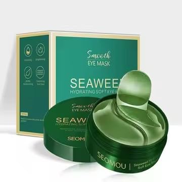 24K Gold Under Eye Treatment Mask, Dark Circle and Anti-Wrinkle, Hydrating eye mask, Puffiness & Eye Care, Collagen,Hyaluronic Acid & Castor Oil, 60 Pieces (SEAWOOD)