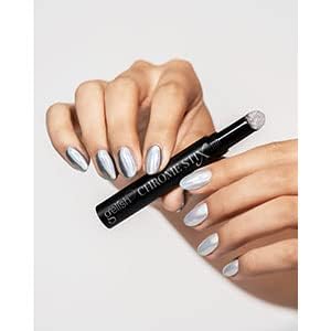Gelish Chrome Stix, Chrome Nail Powder, Nail Art for Stunning Metallic Finish, Long-Lasting, Easy Application, Perfect for Professional and At-Home Use (Silver Holographic, 0.5g)