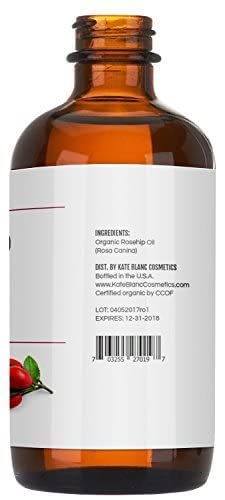 Kate Blanc Cosmetics Rosehip Oil for Face & Skin (4oz, Organic, Pure, Cold Pressed) Rosehip Seed Face Oil for Facial & Gua Sha Massage