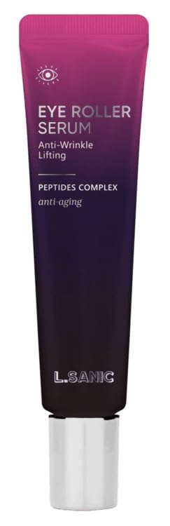L.SANIC_Eye Serum Roller Peptide Complex, Anti-Wrinkle & Lifting, Firming & Hydrating, Reduces Fine Lines & Puffiness, Cooling Applicator with 3 Metal Balls, 25ml