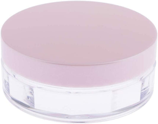 AKOAK Capacity 10 ml(0.33 oz) No Leaks Empty Reusable Plastic Loose Powder Compact Container DIY Makeup Powder Case with Sponge Powder Puff,Elasticated Net Sifter and Pink Threaded Screw Lid