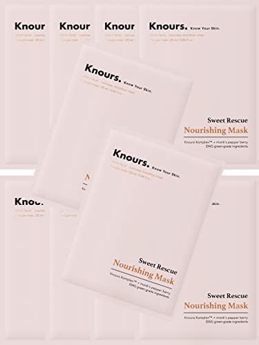 Knours. Nourishing & Hydrating Mask, Rose Water Toning Rejuvenating Facial Nourishing Clean Beauty (10 Count)