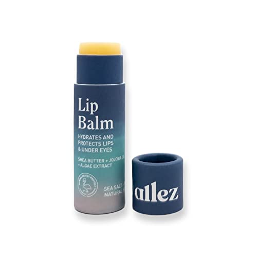 Allez Outdoor Vegan Lip & Eye Balm, Plant-Based Formula with Shea Butter, Jojoba Oil & Algae Extract for Skin Hydration & Protection, Sea Salt/Kelp Scent, 3-Pack
