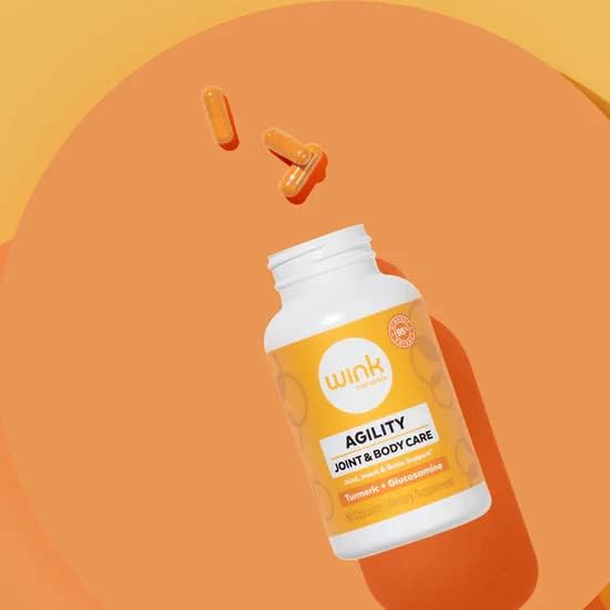 Wink Well Agility Joint & Body Care - Dietary Supplement Includes Turmeric and Glucosamine - Provides Support for Joint Care and Heart Brain Immune Health Support 60 Capsules