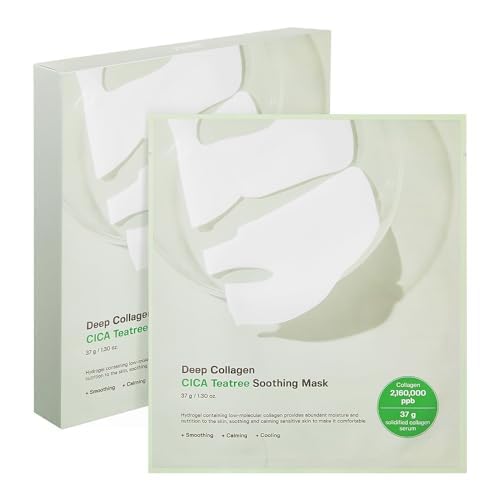 SUNGBOON EDITOR Deep Collagen CICA Tea tree Overnight Mask 37gx4ea | Real Collagen Face Mask with Tea tree & Centella | Acne Face Mask for Calming & Soothing | Korean Skin Care