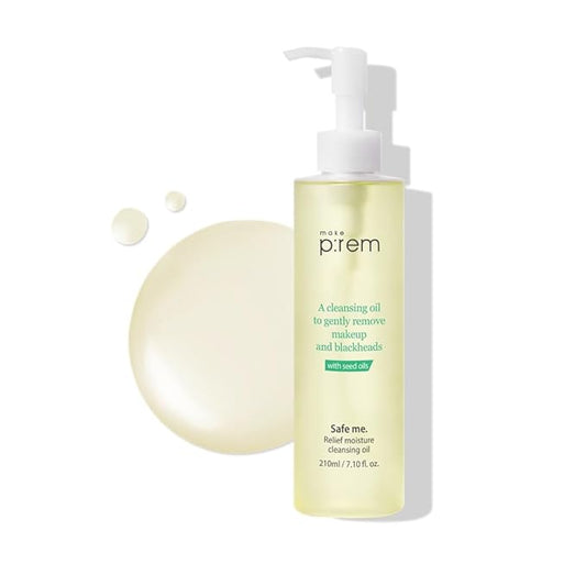 MAKE P:REM Safe Me. Relief Moisture Cleansing Oil, Deep Pore Cleansing Makeup Remover for Oily Skin, All Skin Types, Gentle Blackhead Remover, Korean Skin Care, 210ml, 7.1 Fl.Oz.