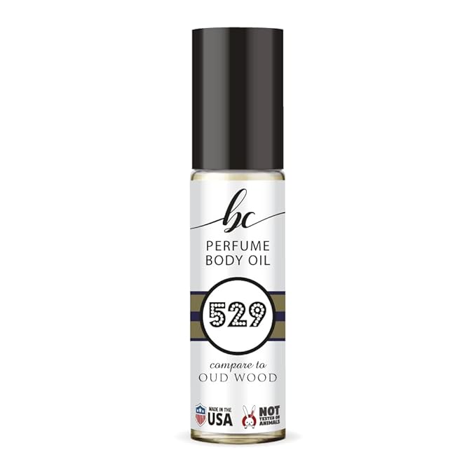 BC Perfume 529 Inspired by Ford Oud Wood For Men Replica Fragrance Body Oil Dupes Alcohol-Free Sample Travel Size Concentrated Long Lasting Roll-On 0.3 Fl Oz/10ml
