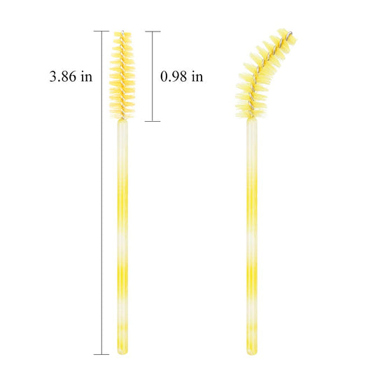 300 Disposable Mascara Wands Eyelash Brush Spoolies for Eye Lash Extension Eyelash Extension Supplies Makeup Tools Accessories (Yellow)