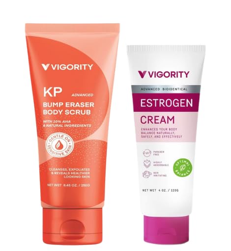 VIGORITY Women’s Balance & Glow Duo – KP Body Scrub + Estrogen Cream