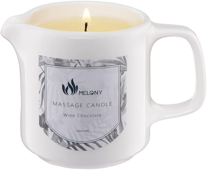 MELONY Soy Massage Oil Candle | Wine Chocolate | Low Temp | 2.82 OZ / 80G | Perfect Intensive Skin Treatment Candle | Nourishing with Almond Oil, Shea Butter & Cocoa Butter | Massage & Moisturise