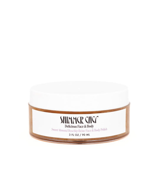 Sweet Almond Rosehip Brine Face & Body Polish | Fusion of Himalayan & Dead Sea Salt, Maple Sugar, Omega 3s & Vitamin E | Reveals Radiance, Elevates Mood with an Exquisite Fragrance | 3 oz