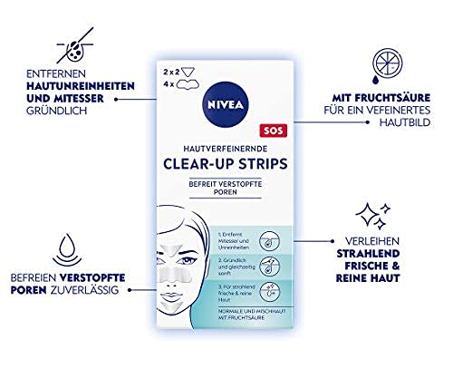 Nivea Visage Hautverfeinerndes Clear Up Strips, 6 Count, Cleansing, Skin Treatment Mask, Female