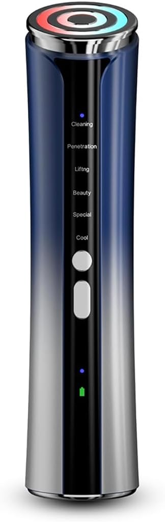 Microcurrent Facial Device, Facial Massager, 6 in 1 Skin Care Face Eye Neck Tool for Skin Tightening, Anti Wrinkle, Anti Aging & Home Use Skin Care (Blue)