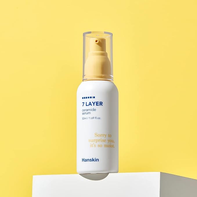 Hanskin 7 Layer Ceramide Serum, Light Finish, 1.7 fl. oz, 50ml, Moisturizes Dry Skin, For All Type, Sensitive Skin, Redness, Boosting Calming Ampoule, Serum